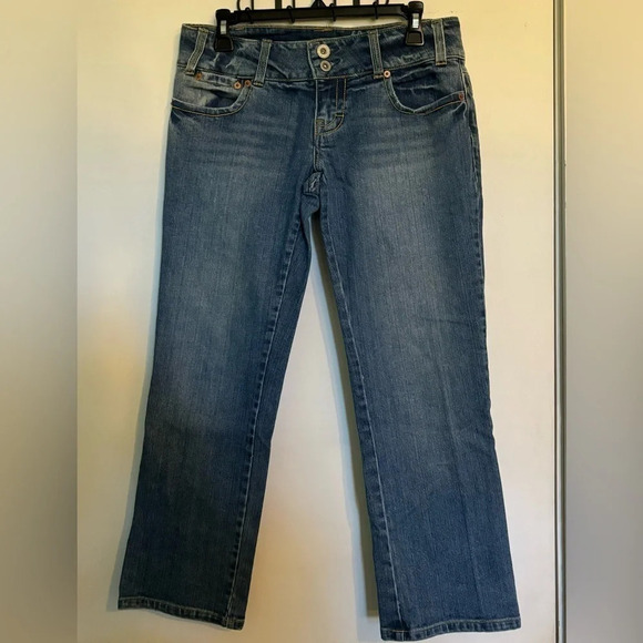 American Eagle Outfitters womens double button cropped 99/1 cotton/spandex sz 8 - Picture 1 of 5